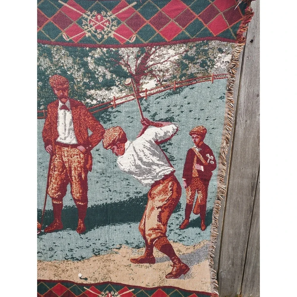 Vintage Goodwin Weavers Golf Throw Blanket 69